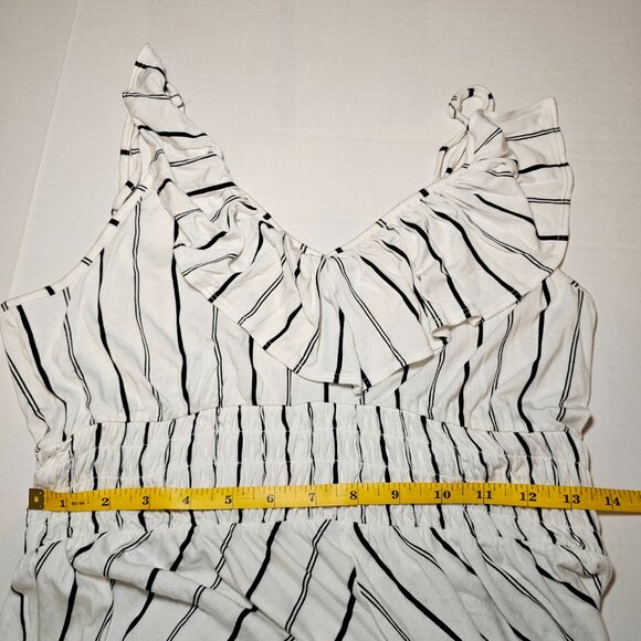 Express Striped High Low Strappy Dress Ruffle Detail Cutout Boho White Summer M - Picture 8 of 13